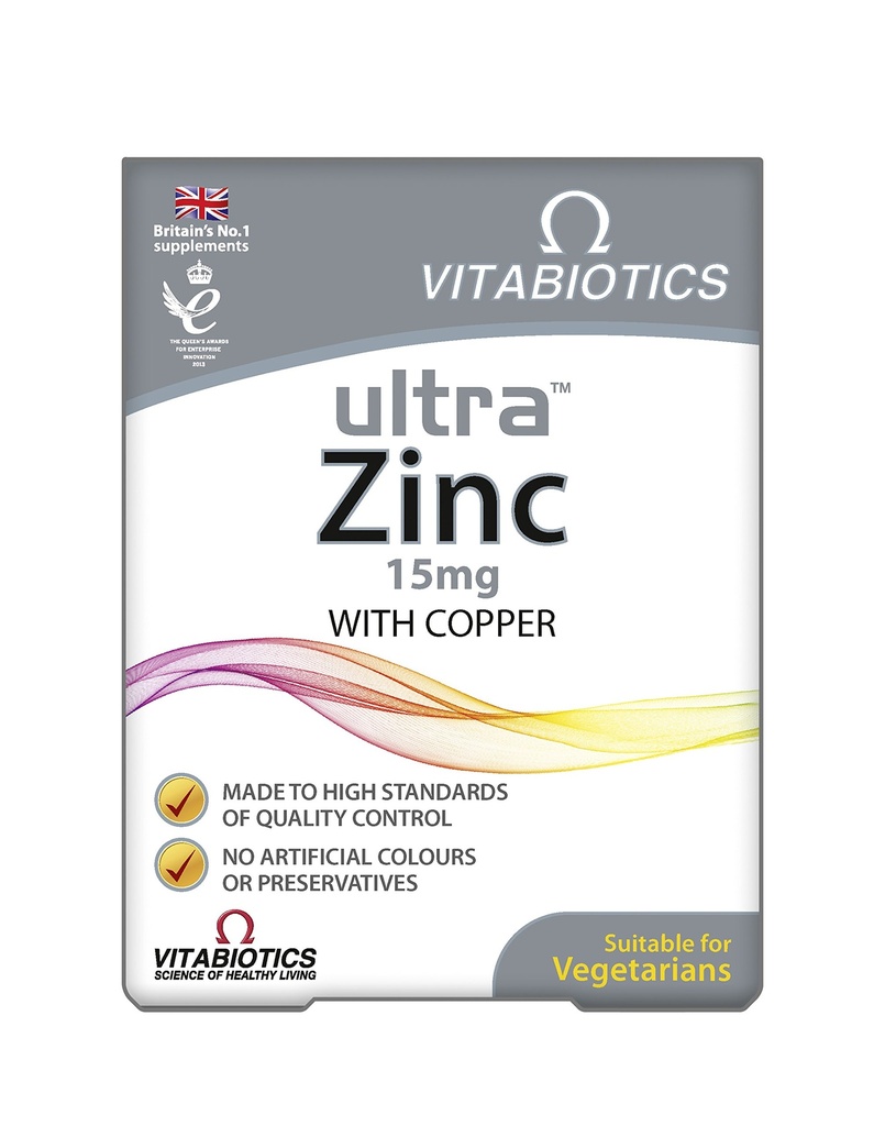 Vitabiotics ultra Zink 15mg mit Kupfer 60 Tabletten von Ultra