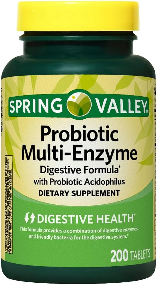 Spring Valley Probiotic Multi-Enzyme Digestive Formula Tablets, 200 Count