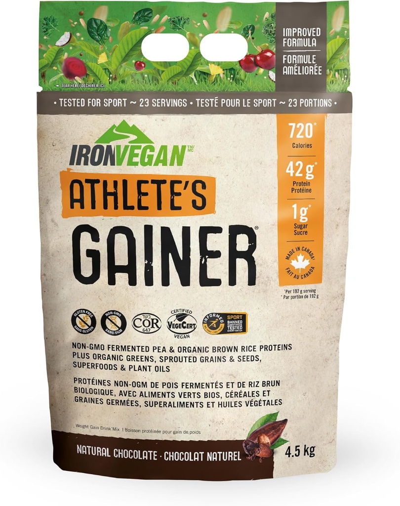 Eisen Vegan Sportler Gainer - Natürliche Schokolade 4,5 kg