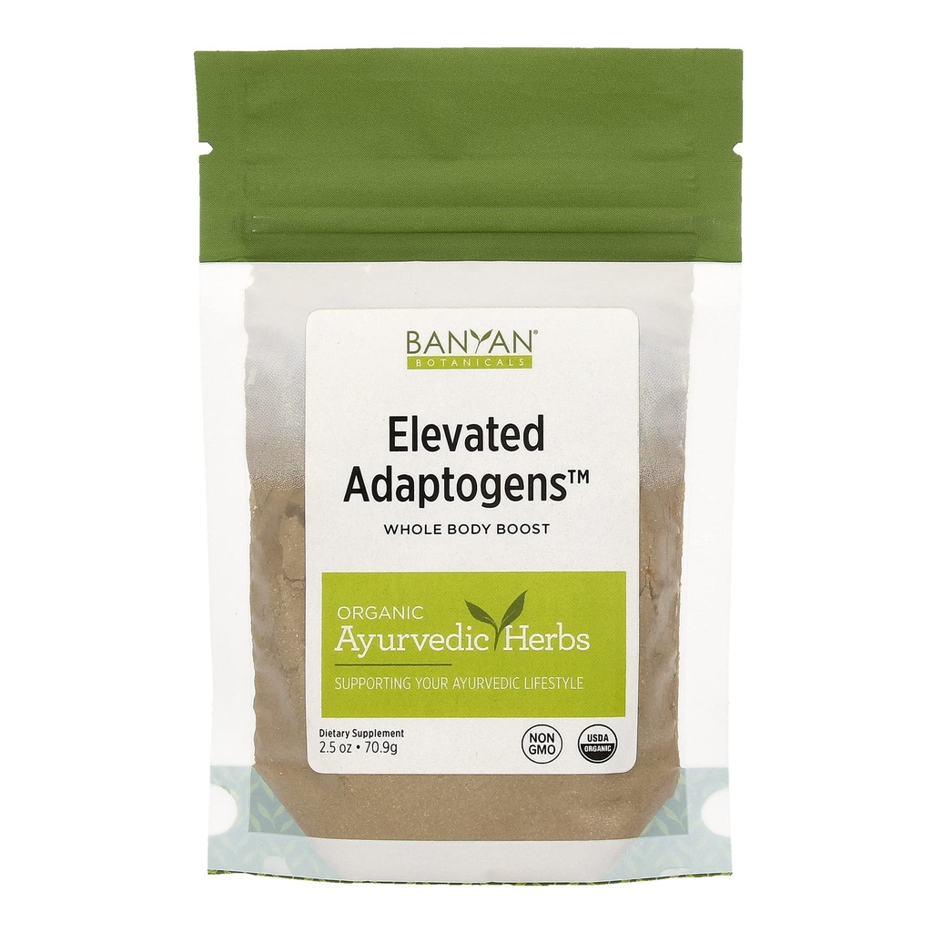 Banyan Botanicals Adaptogènes Élevés – Poudre de superaliments organiques avec Moringa, Ashwagandha & Tulsi – Mélange de superaliments sans caféine pour soulager le stress à base de plantes* – 2,5 oz – Vegan non issu d'OGM