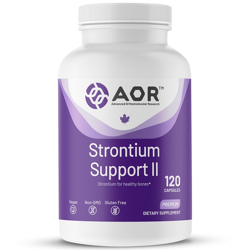 AOR, Strontium Support II, Mineralische Unterstützung für Knochengesundheit, Vegan, Non-GMO (120 Caps)