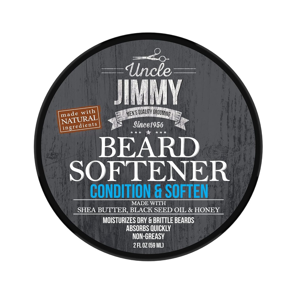 Onkel Jimmy Beard Weichmacher, Conditioning Balm für Männer | Hydrates, Glatte, fügt Glanz & Tames Flyaway Haar | Hergestellt mit Shea Butter, Honig 2 Fl Oz
