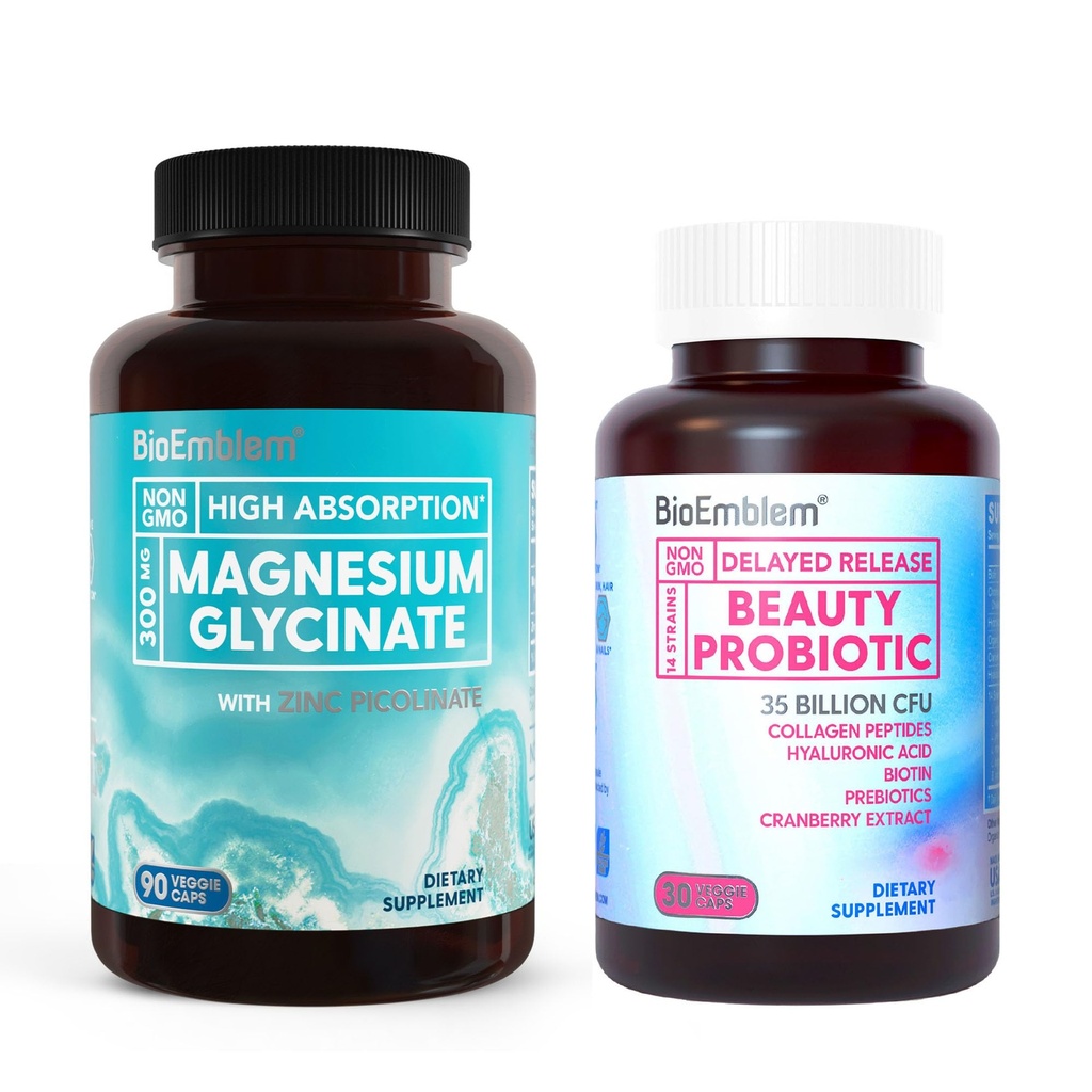 BioEmblem Magnésium Glycinate avec le zinc et les probiotiques de beauté