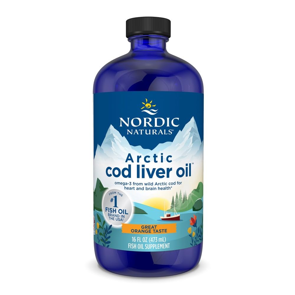 Nordic Naturals Arctic Cod Foie Oil, Orange - 16 oz - 1060 mg Total Oméga-3 avec EPA et DHA - Santé du coeur et du cerveau, immunité en santé, bien-être général - Non-OGM - 96 portions