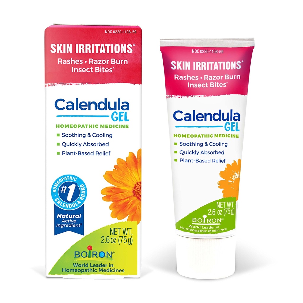 Boiron Calendula Gel Relief de Rashes, Irritations cutanées, Brûlure de rasoir, ou Insect Bites - Non-Grosseux et sans parfum - 2,6oz