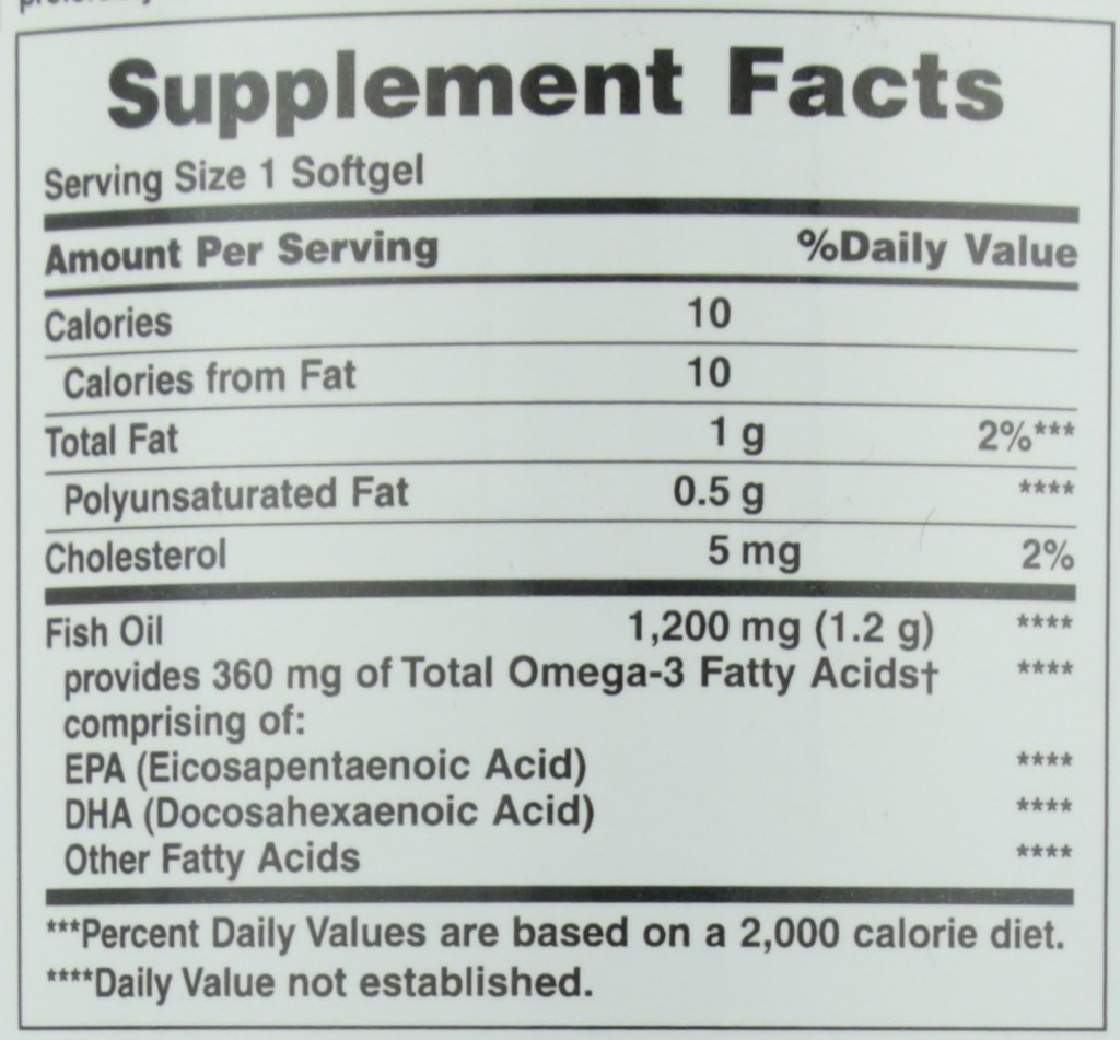 Huile de poisson de la nature, soutient la santé cardiaque, 1200 Mg, softgels à libération rapide, 200 Ct (paquet de 2)