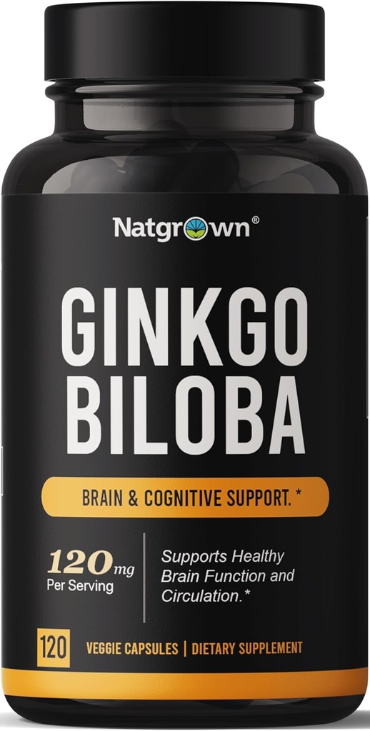 Natgrown Ginkgo Biloba 120mg - Extra Stärke Ginkgo Biloba Extrakt Kapseln - 120 Zähler