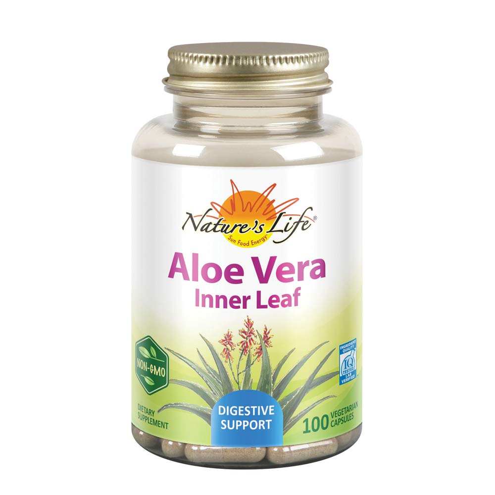 Nature's Life Aloe Vera Inner Leaf | Hautgesundheit, Verdauungsunterstützung & Regelmäßigkeit Formel | mit Fennel | Non-GMO & Vegan | Keine Füllstoffe | 100 Veg Caps