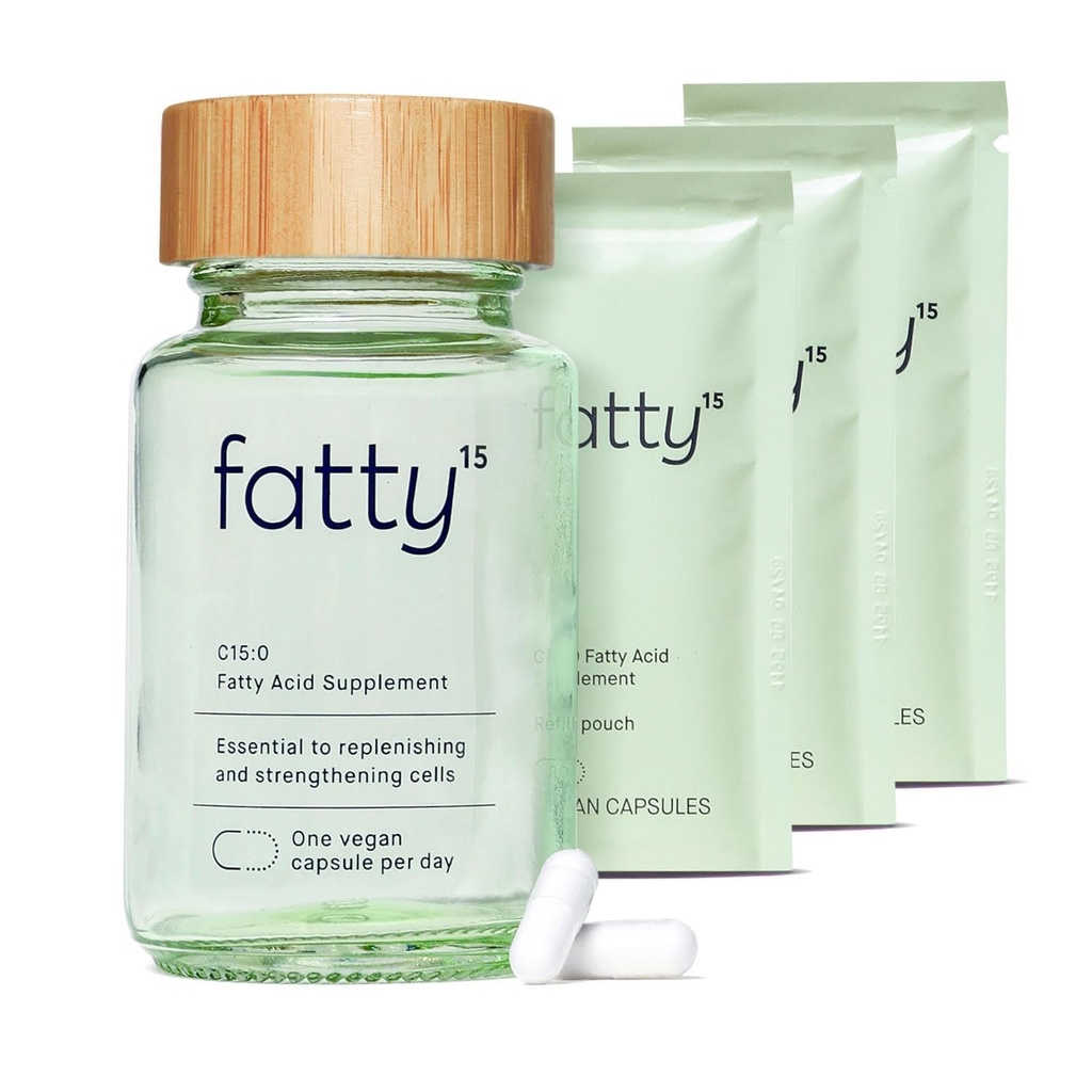 Fatty15 C15:0 Pentadecansäure Ergänzung Die Langlebigkeit Nährstoff - 90 Vegan Kapseln - 3x Cellular Benefits von Fischöl Omega 3 Ergänzungen - Gut Gesundheit, Leberunterstützung, & Mitochondriale Gesundheit