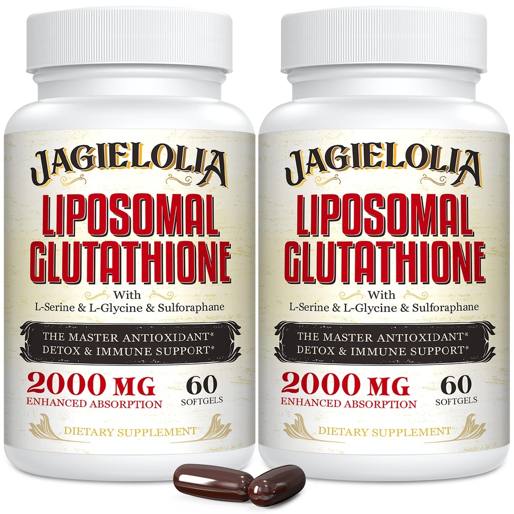 Liposomale Glutathione 2000 mg mit L-Serin, L-Glycin & Sulforaphane – Aktive L-Glutathione Einzigartige Formulierung zur Steigerung der Absorption - Master Antioxidans, Detoxifying & Immune | 120 Softgele