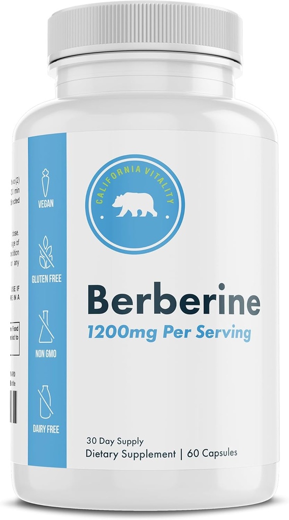 Berberine Supplement 1200mg – 60 Vegan Kapseln – Glutenfrei, Non-GMO, Dairy Free – 30 Tage Versorgung