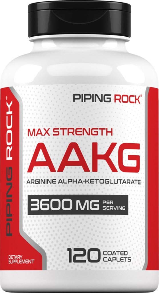 Piping Rock AAKG Supplement | 120 Caplets | 3600 mg | Arginin Alpha-Ketoglutarat Ergänzung | Nitric Oxid Enhancer | Max Strength | Vegetarisch, Non-GMO, Glutenfrei