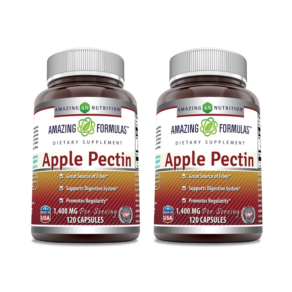 Erstaunliche Formeln Apple Pectin 1400 mg pro Servierergänzung | Kapseln | Non-GMO | Gluten Free | Made in USA (120 Count | 2 Pack)