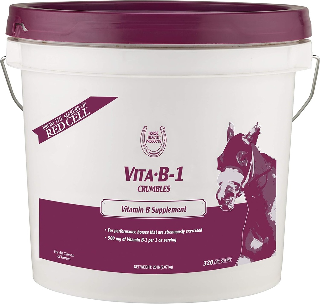 Farnam Horse Health Vita B-1 Crumbles Supplément pour chevaux, soutient l'activité musculaire optimale et le métabolisme pour la performance, 20 livres, 320 jours d'approvisionnement