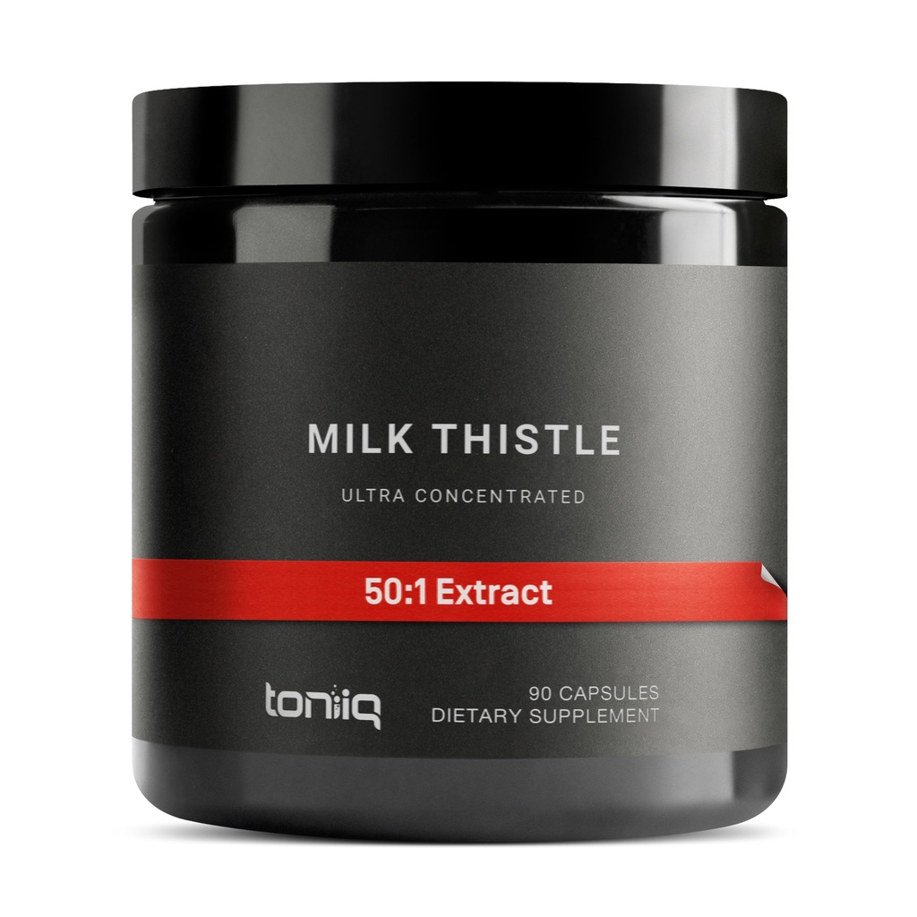 Toniiq Milchdistel - Ultra High Potency 50:1 Extrakt mit 80% Silymarin - Hochkonzentriert - Third-Party Lab Tested - 90 Kapseln