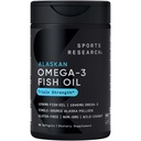 Recherche sportive Huile de poisson Omega 3 Triple Strength - Supplément d'huile de poisson sans Burpless avec acides gras de l'EPA et de l'ADH provenant d'un Alaska sauvage de source unique - 1250 mg, 90 ct
