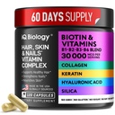 Biotin für Haarwachstum Frauen & Männer mit Keratin, Kollagen Complex 30000 mcg – Kapseln für Haarausfall & Stärke Dicke – Haut & Nägel Vitamine, Biotin 10000mcg und Collagen Ergänzungen - 120 Pillen