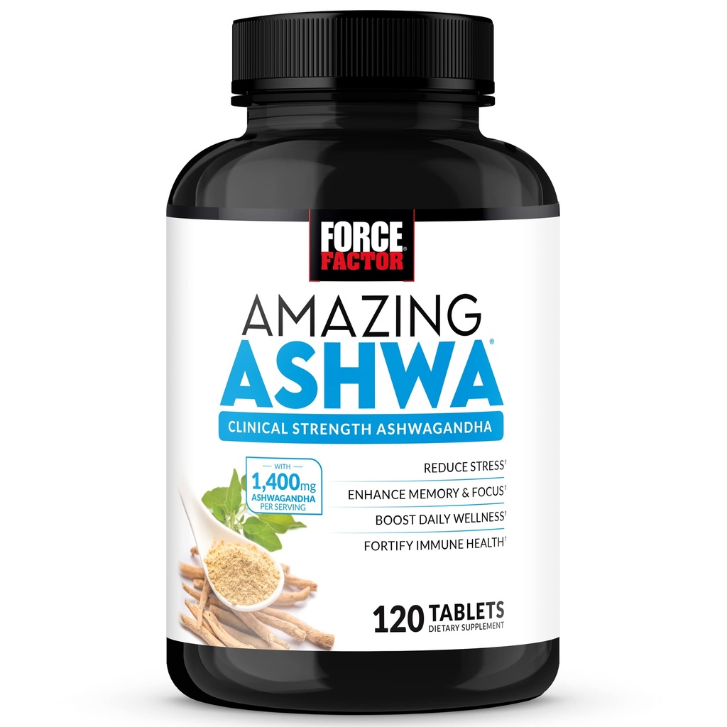 FORCE FACTOR Erstaunlich Ashwa, KSM-66 Ashwagandha Ergänzung für Stress, Fokus, Gedächtnis, Immununterstützung, mit Vitaminen, Mineralien und Antioxidantien, Cortisol Ergänzungen für Frauen, 120 Tabletten