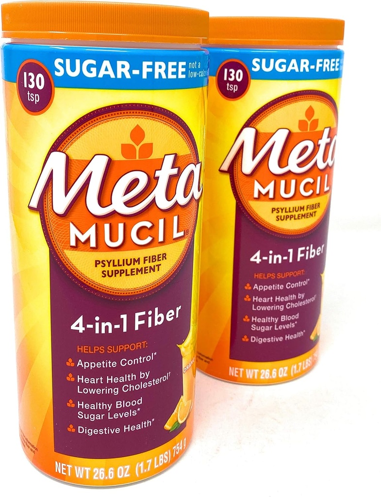 Metamucil Sugar Free Fiber Supplement, Orange glatt 260 Servierungen