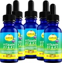 Flüssiges Vitamin D3 K2 Tropfen 5000 IU - Vegan, kein Geschmack, kein Geruch, Soja-frei, Glutenfrei, Non-GMO, 1000 IU pro Tropfen, steigert Energieniveau und Immunsystem, unterstützt Herzgesundheit (5 Pack)