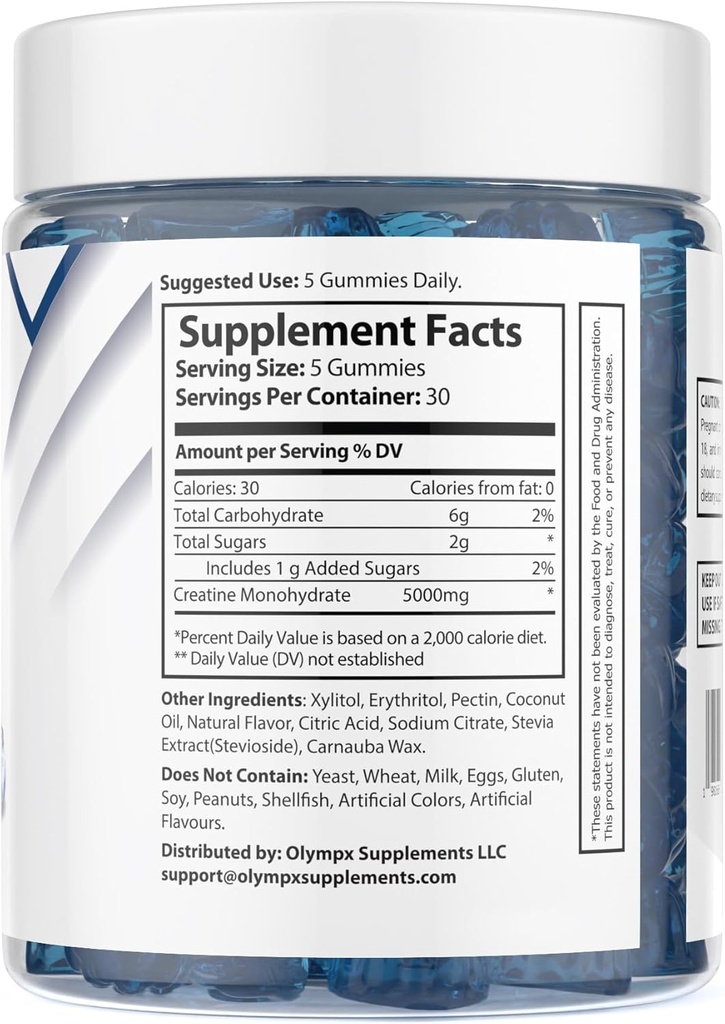 Gommies monohydratées créatine - 30 portions, 5g par portion, bleuets (150 comte)