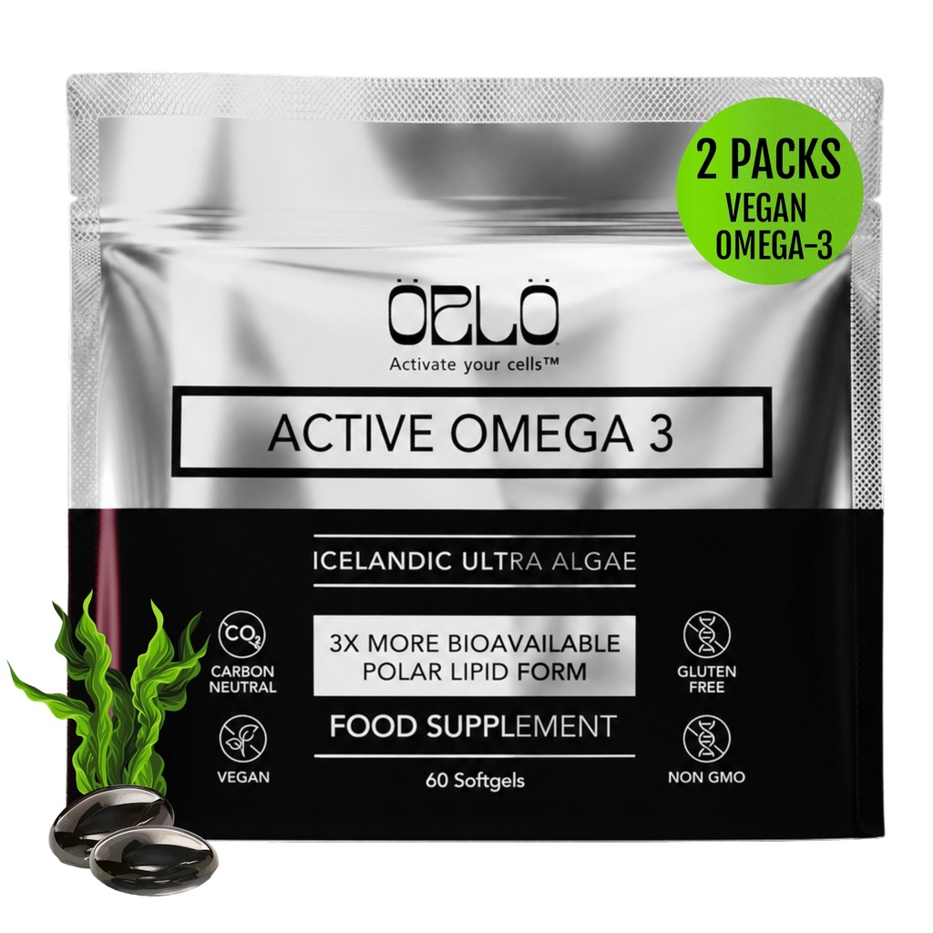 Orlo Omega 3 – Supplément Omega-3 végétalien (EPA & DHA) – Huile de poisson extra-forte et Krill alternative à l'huile d'algue (120 mini softgels sans Burpless)