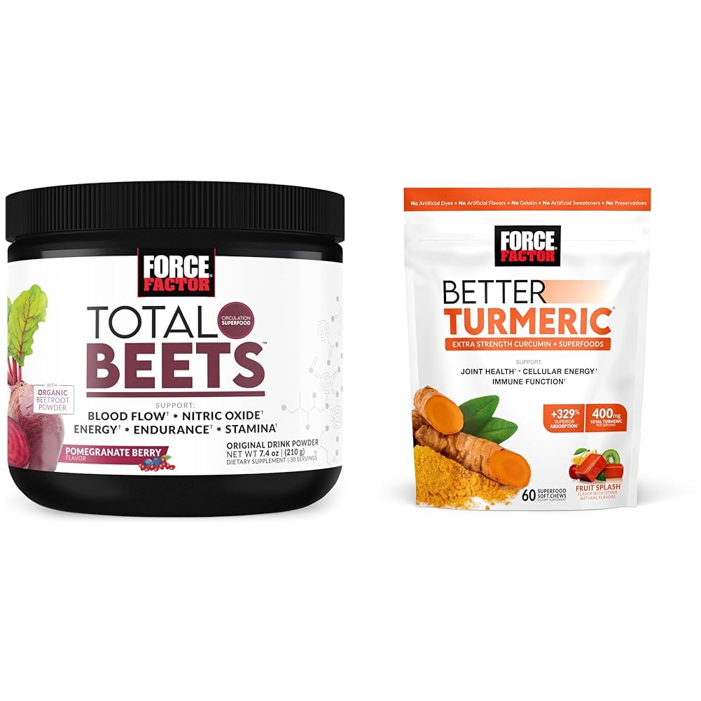 Facteur de force Betteraves totales Poudre d'oxyde nitrique pour la circulation et le soutien des articulations Chews avec Curcumine curcumine curcumine pour la force supplémentaire