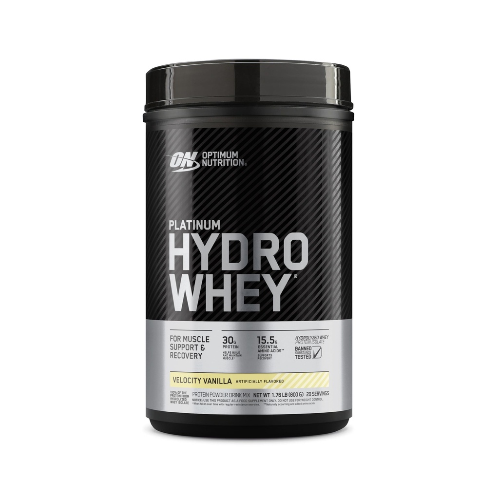 Nutrition optimale Platine Hydrowhey poudre de protéines, 100% hydrolysée poudre de protéines de lactosérum, saveur: vanille de vélocité, 20 portions, 1,76 livres (paquetage mai vary)