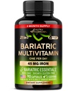 Multivitamine bariatrique - Suppléments en fer de 45 mg - Fabriqués aux États-Unis - pour les femmes et les hommes - Vitamines essentielles tout-en-un, 21 - Soutien des manches gastriques - Sans sucre, gluten et soja - 90 capsules, une fois par jour