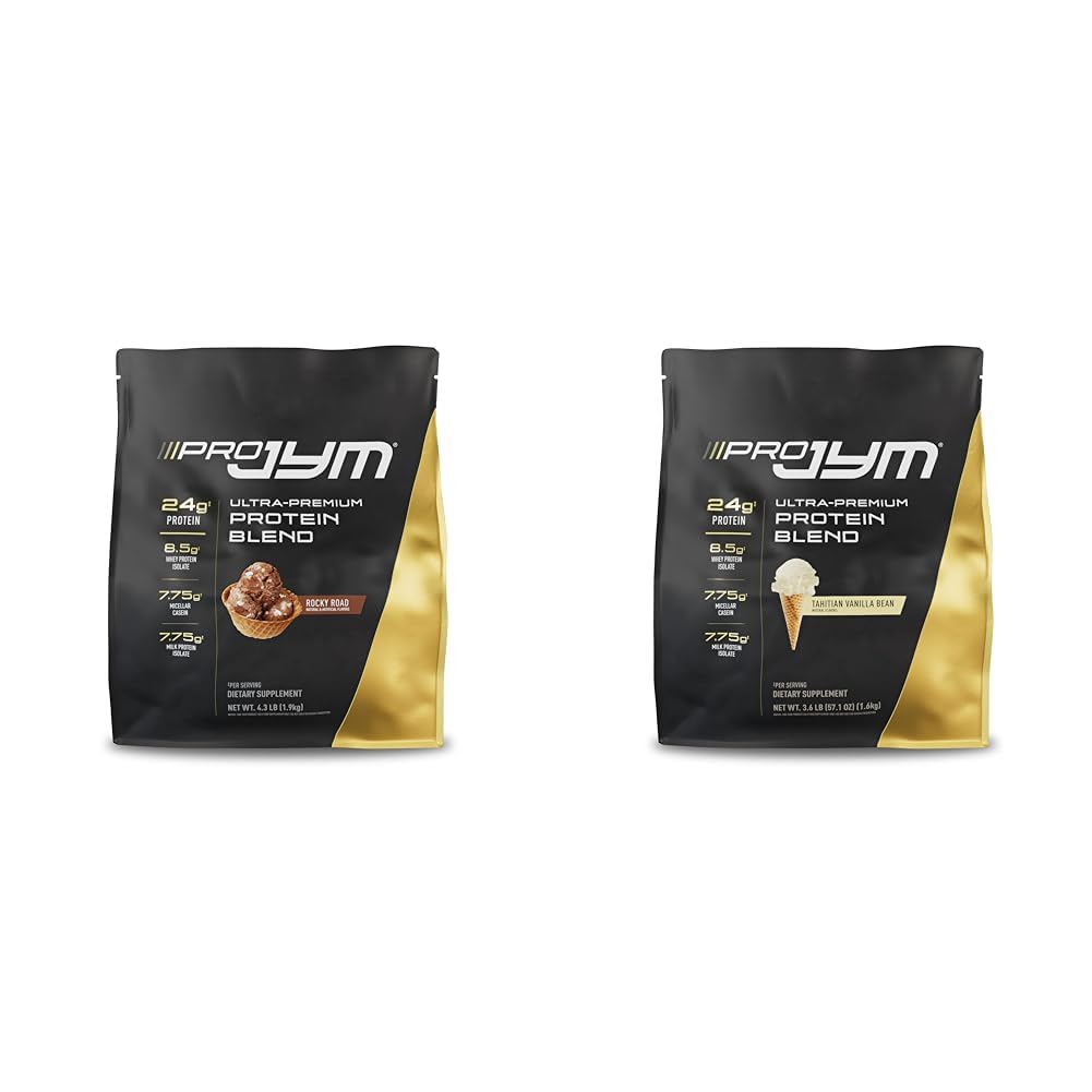 Pro JYM Protein Powder Blend with Whey, Casein, Milk & Egg Isolates - Rocky Road & Tahitian Vanilla Bean Flavors, 4.3lb & 45 Servings