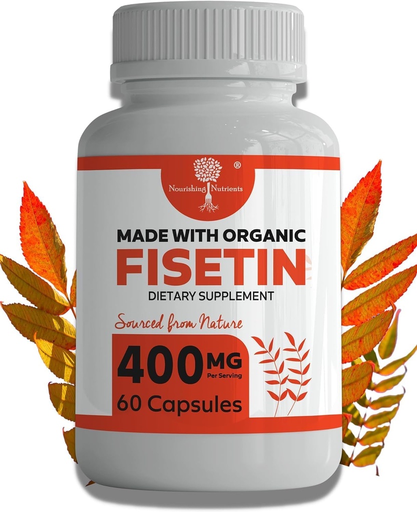 Bio-Fisetin-Ergänzungskapseln 400mg -4X Stronger- Natural Bioflavonoid Ähnlich wie Apigenin, Quercetin, Luteolin - Senolytic Activator kann Gehirngesundheit und Alter-Defying unterstützen