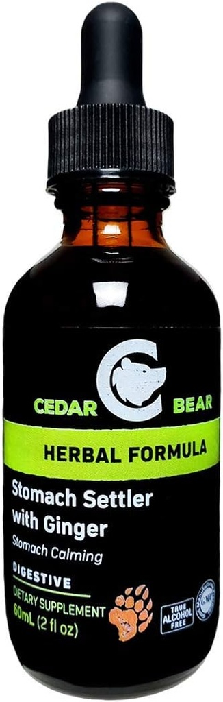 Cedar Bear Stomach Settler mit Ginger eine flüssige Kräuter-Ergänzung, die hilft, einen Mild Upset Stomach 2 Fl Oz