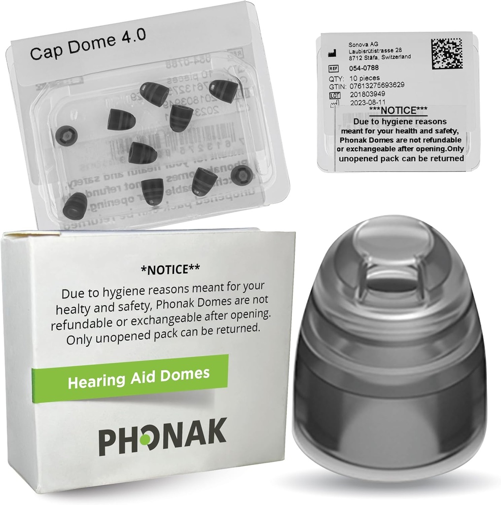Phonak Cap 4.0 Dome XSmall (0.18 Zoll = 4.5mm) -Genuine OEM Schweiz Ersatz von Sonova, Hörgerät Dome für sehr schmale Ear Größen- 1 Pack / 10 Dome Gesamt