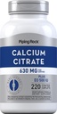Piping Rock Calcium Citrat mit Vitamin D3 | 630 mg | 220 Caplets | Ergänzung für Frauen und Männer | Vegetarisch, Non-GMO, Glutenfrei