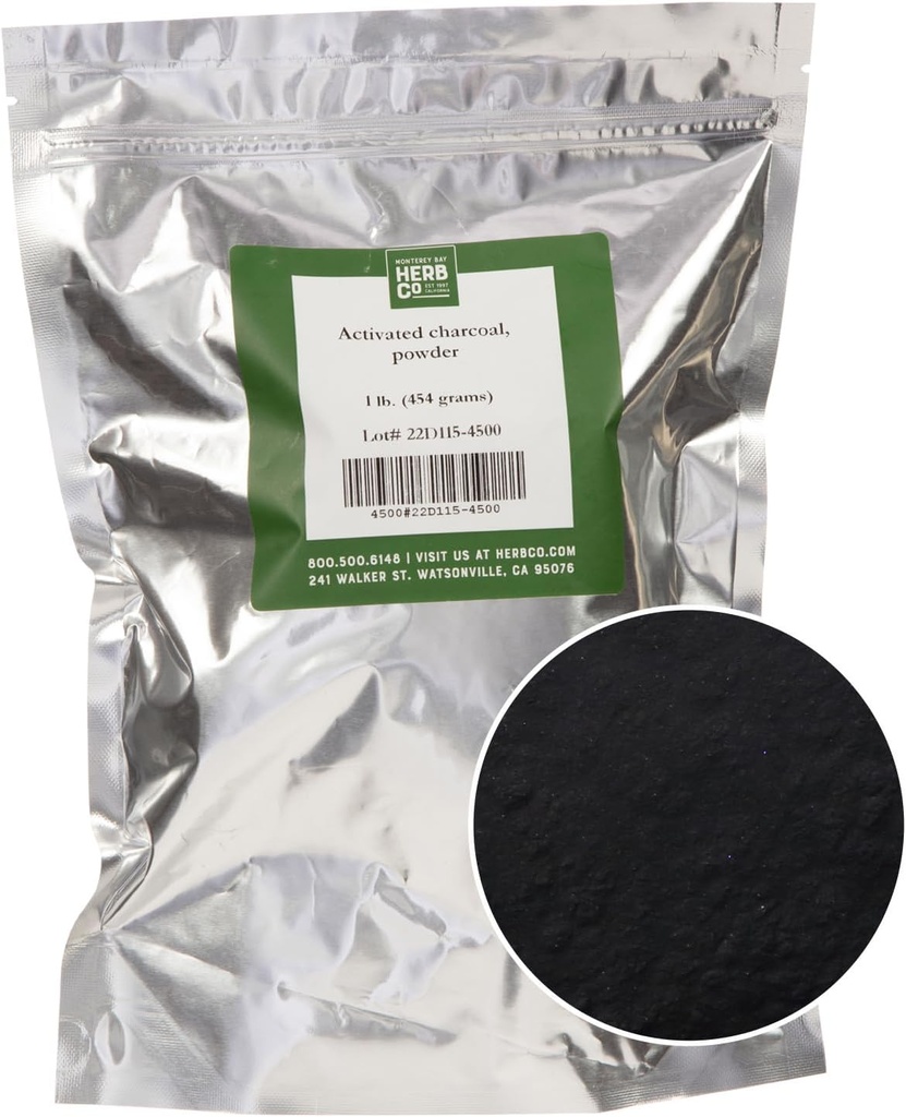 MONTEREY BAY HERB CO. Aktiviertes Charcoal Pulver | Verwendung für Körperpflege, Gesichtsmasken, Zahnpasta (1lb)