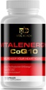 Vitalenergie CoQ10 Ubichinon 200mg, 30 Kapseln, unterstützt Herz-Kreislauf-Gesundheit, Zell-Energie-Produktion und Antioxidans, Weiß/Rot/Schwarz
