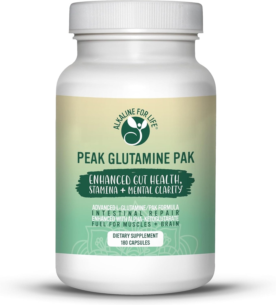 Peak Glutamin PAK 180 Kapseln L Glutamin mit Pyridoxal Alpha-Ketoglutarat effizient recyceln L-Glutamin für Optimal Gut Health Benefit