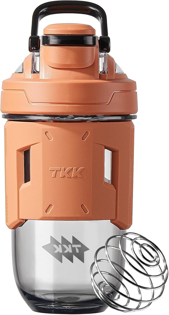 Bouteille de shaker protéinique TKK 24oz avec boule de mélange, sans BPA en plastique tritan, fuite-proof, un joint de poche, poignée antidérapante, utilisation sportive et fitness
