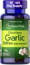Puritan's Pride Premium Odorless Knoblauch Fresh 500mg, traditionelle Nahrungsergänzung für Herzgesundheit und Zirkulation Unterstützung mit Antioxidantien, 250 Rapid Release Softgels