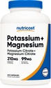Nutricost Potassium (99 mg) Magnésium (210 mg) Citrates, 240 Capsules - Non-OGM, sans gluten