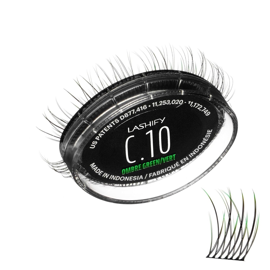 Lashify Curl 10mm Gossamer Wimpern Extensions Refill in Ombre Green, Easy DIY False Lashes für einen natürlichen Look