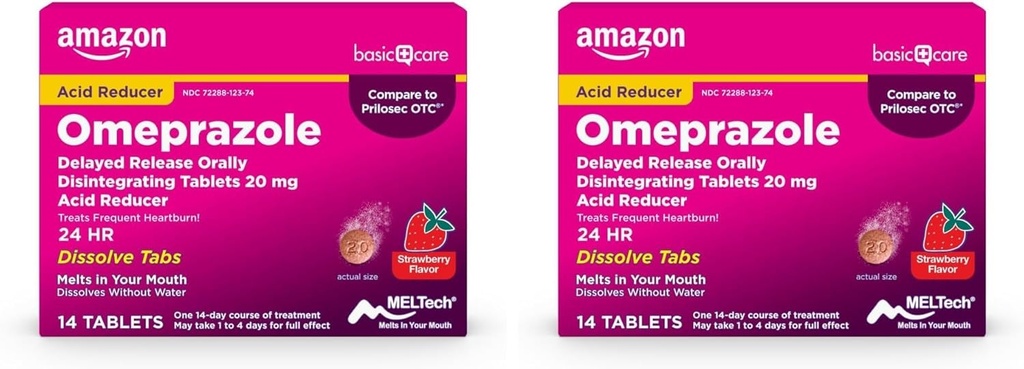 Grundpflege Omeprazol Delayed Release Orally Disintegrating Tabletten, 20 mg, Säure Reducer, Erdbeeren Geschmack, 14 Count (Pack von 2)