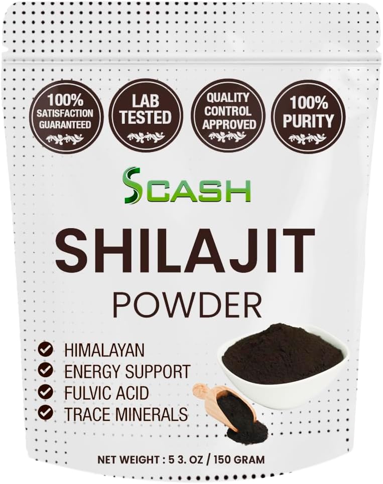 scalh 600 portions Shilajit poudre de supplément d'extrait sec, 5,3 once /150g, Shilajit minéral pur himalayen avec acide fulvic, composé de minéraux fulvic pour supplément énergétique