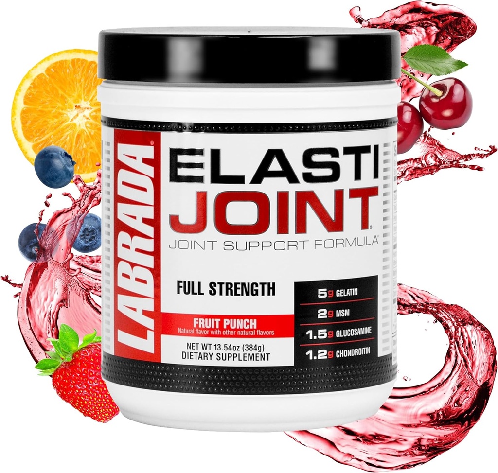 Labrada Nutrition Elastijoint, Fruit Punch, Glucosamine Joint Support Powder für Herren & Frauen, Health Supplement mit MSM, Glucosamine Chondroitin MSM - Glutenfrei