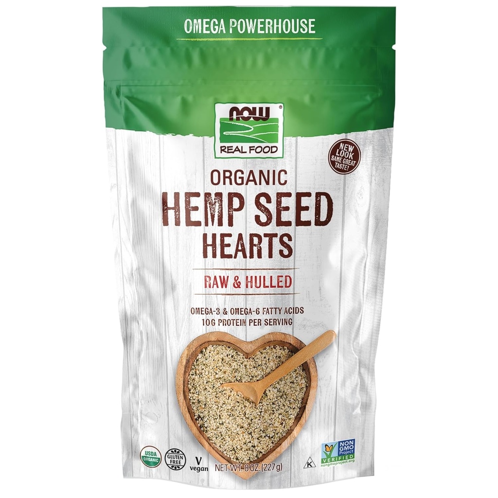 JETZT Lebensmittel, Bio Hanf Seed Hearts, High in Protein und Eisen, mit Omega-3 und Omega-6 Fettsäuren, Raw und Hulled, 8-Ounce (Packaging May Vary)