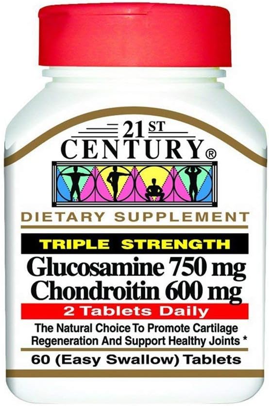 Glucosamine du 21e siècle 750 mg et Chondroïtine 600 mg - triple résistance - 60 comprimés, boîte de 2