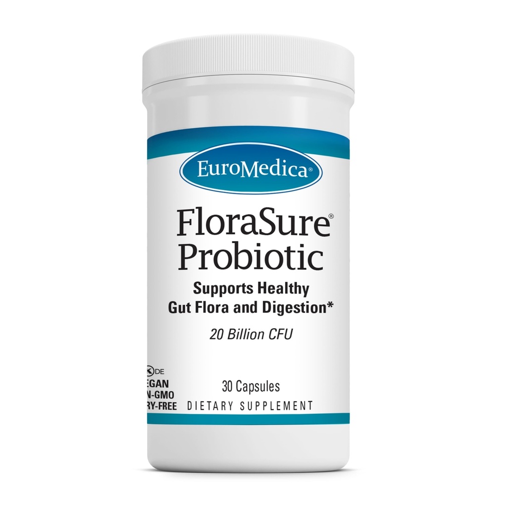 EuroMedica FloraSure Probiotic - Verdauungsergänzungsmittel gegen schädliches Bloating & Support Gas Relief - Gut Health Support Supplement mit Bifidobacterium Bifidum - 30 Kapseln