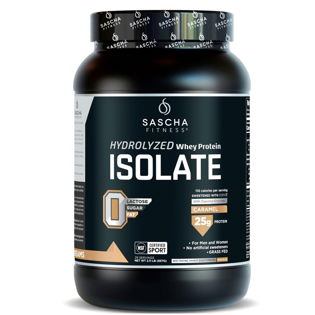SASCHA FITNESS Hydrolyzed Whey Protein Isolate,100% Grass-Fed (2.11 Pfund) (Caramel Flavor)