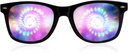 GloFX Black Frame Spiral Diffraction Glass – Laser gravé pour Hypnotic Spiral Light Effects, flexible et durable pour raves et festivals