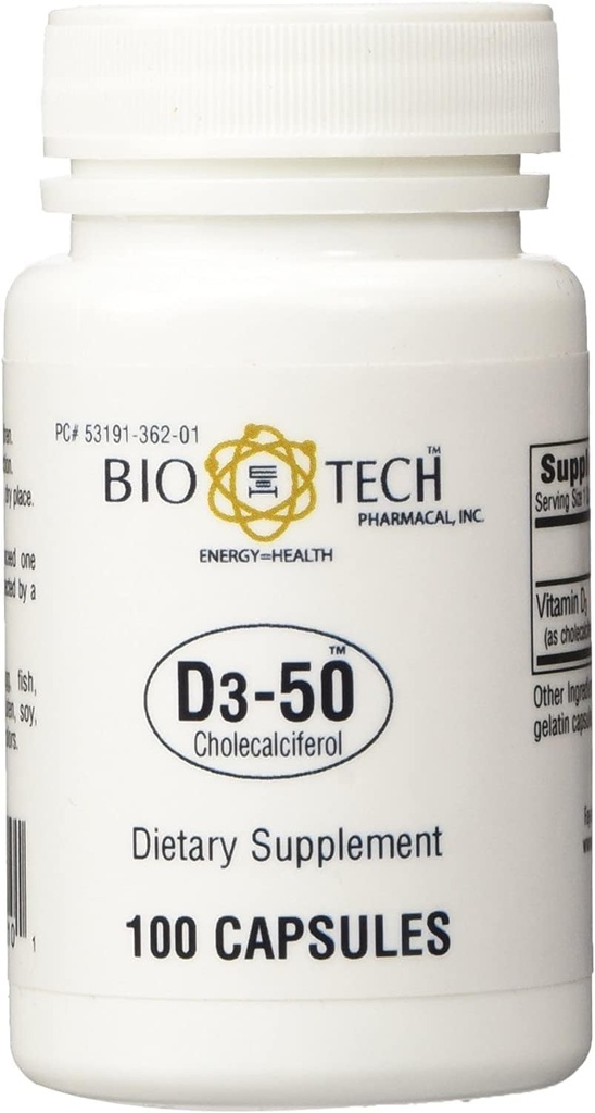 D3-50 50.000iu - Bio-Tech Pharmacal - 100 Kapseln - Paket von 2